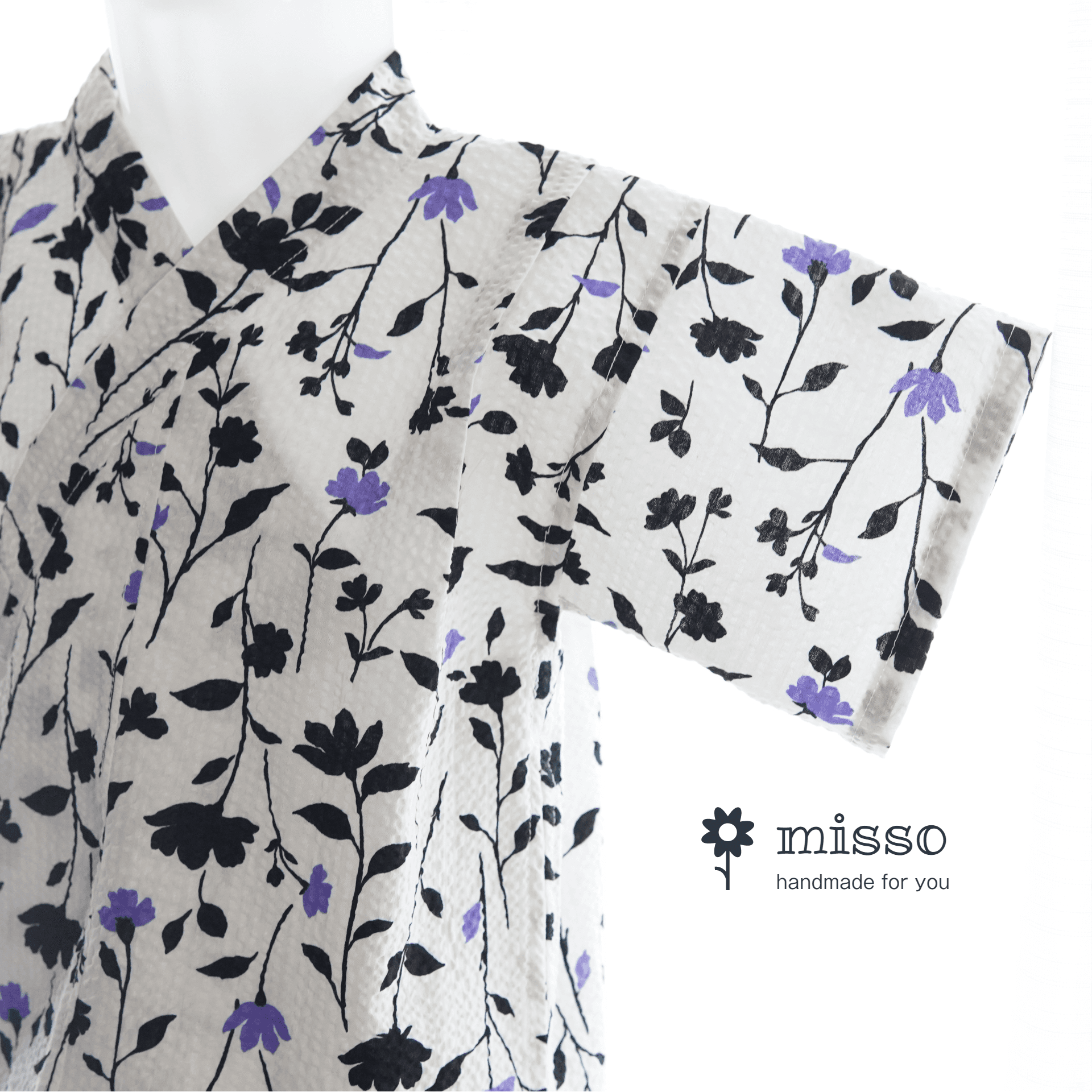 暑い夏でもさらりと気持ちいいリップル素材のこだわりベビー甚平〇モダン1枚目の画像