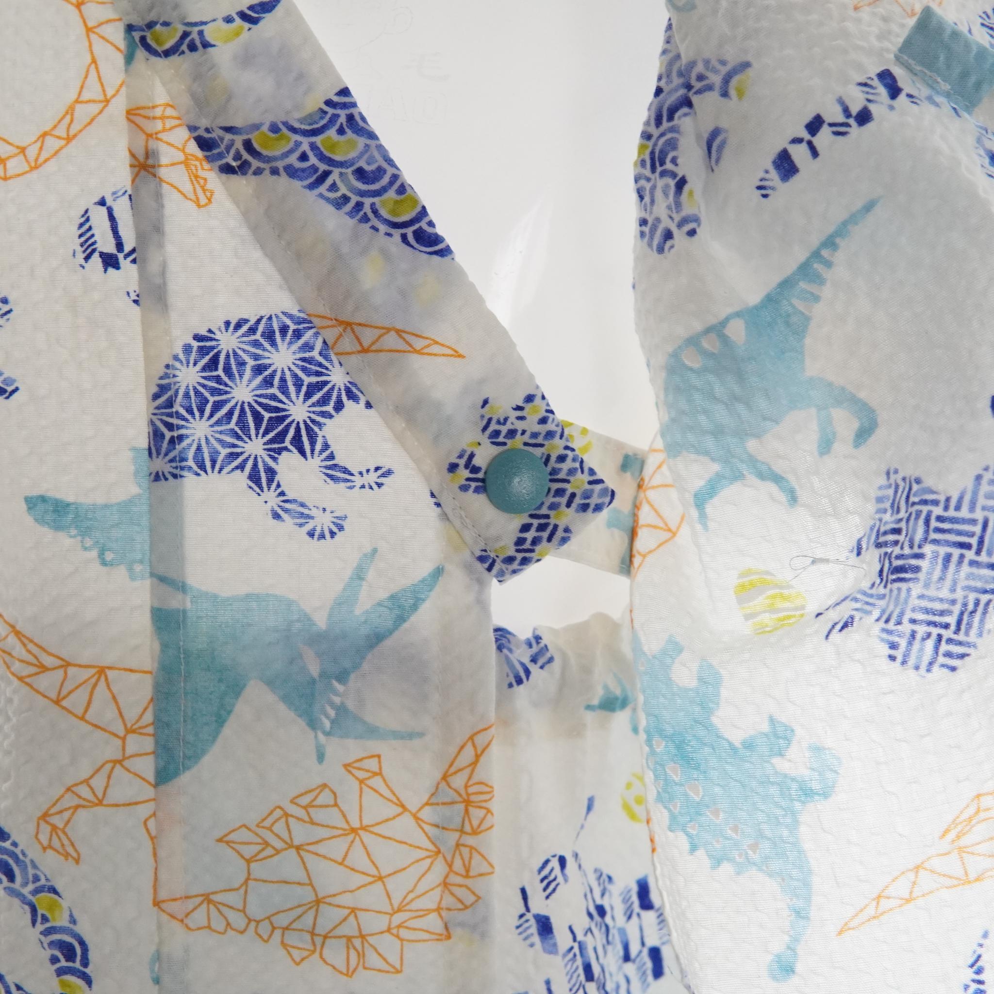 暑い夏でもさらりと気持ちいいリップル素材のこだわりベビー甚平〇恐竜シロ | 8枚目