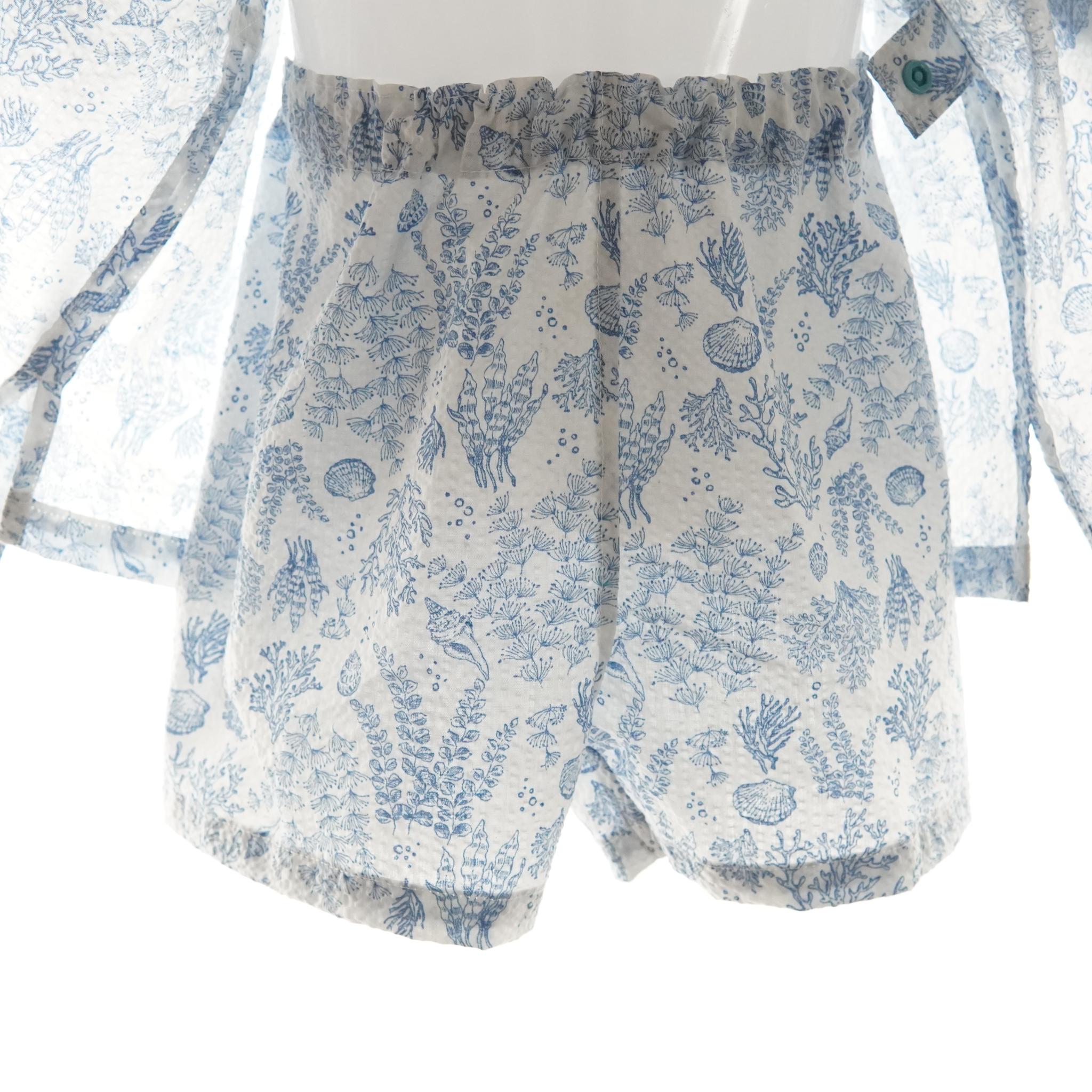 暑い夏でもさらりと気持ちいいリップル素材のこだわりベビー甚平〇シェル・ブルー | 10枚目