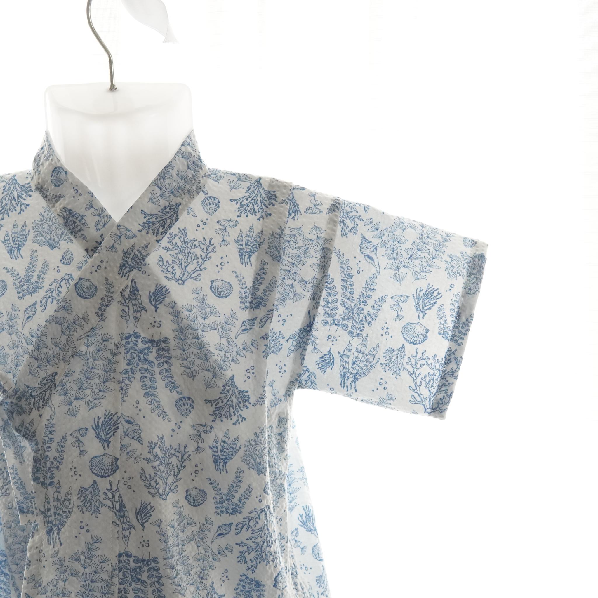 暑い夏でもさらりと気持ちいいリップル素材のこだわりベビー甚平〇シェル・ブルー | 2枚目