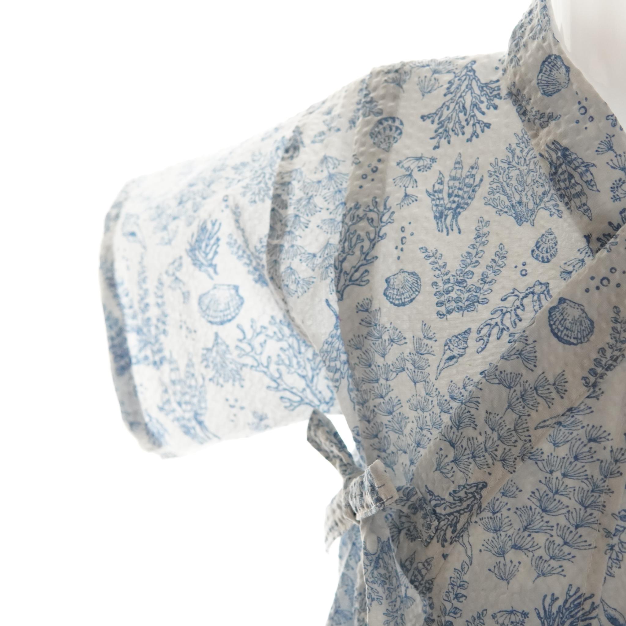 暑い夏でもさらりと気持ちいいリップル素材のこだわりベビー甚平〇シェル・ブルー | 3枚目