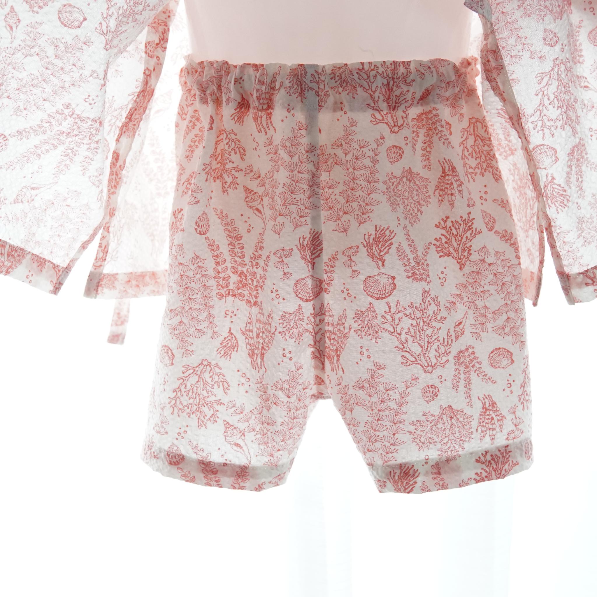 暑い夏でもさらりと気持ちいいリップル素材のこだわりベビー甚平〇シェル・ピンク | 10枚目