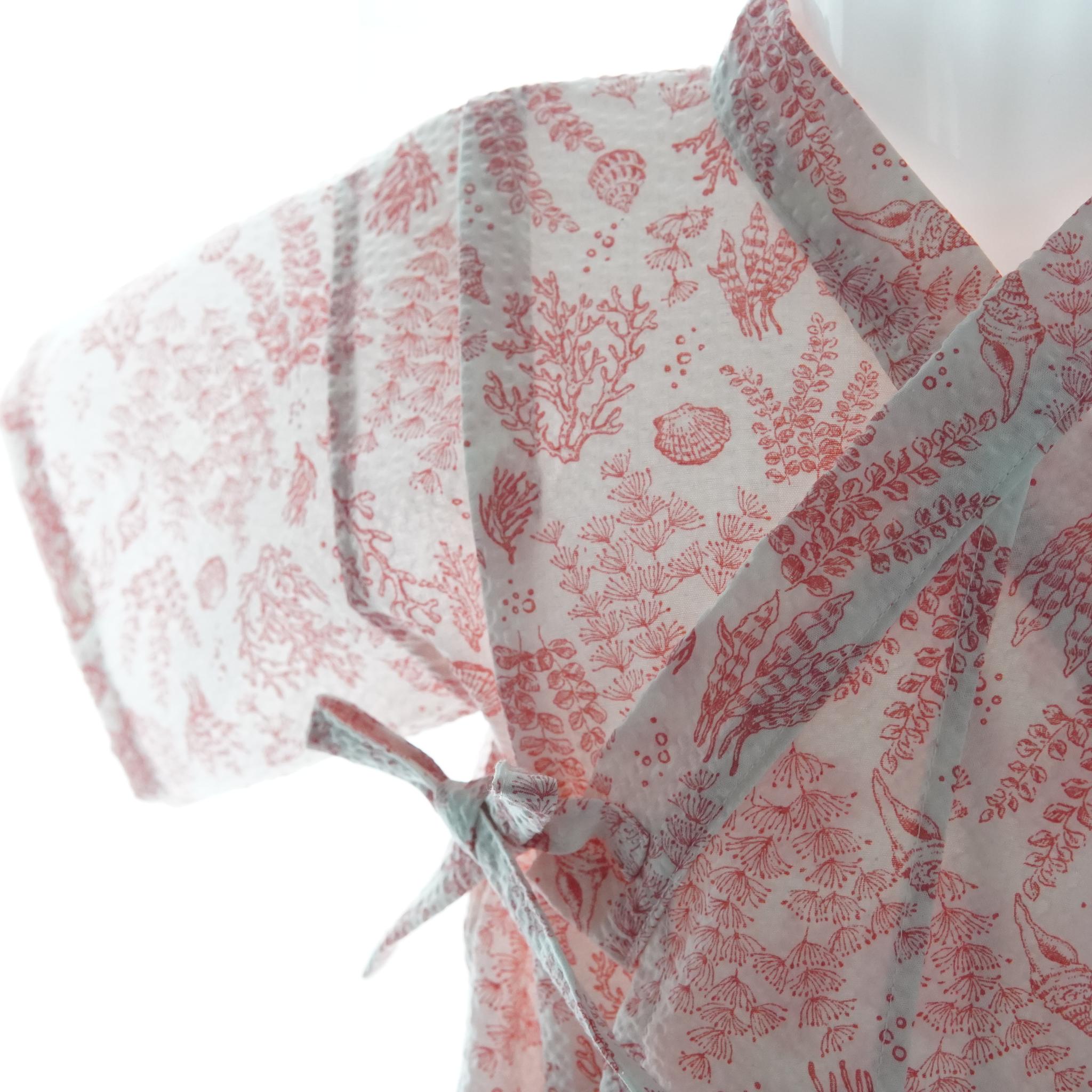 暑い夏でもさらりと気持ちいいリップル素材のこだわりベビー甚平〇シェル・ピンク | 2枚目