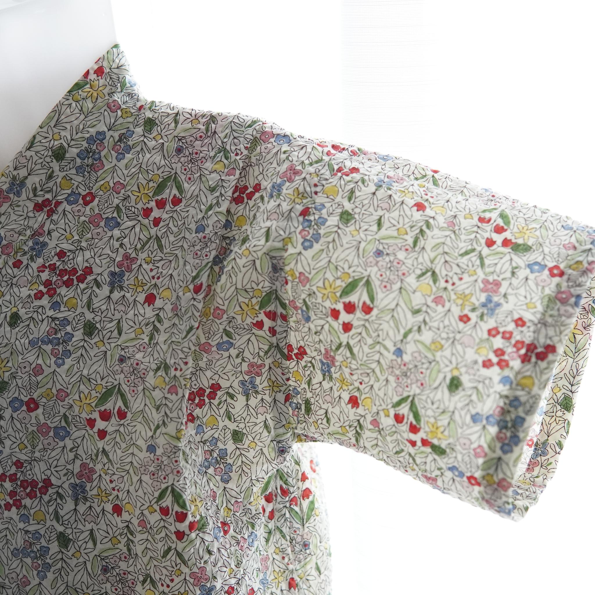 暑い夏でもさらりと気持ちいいリップル素材のこだわりベビー甚平〇小花・シロ | 3枚目