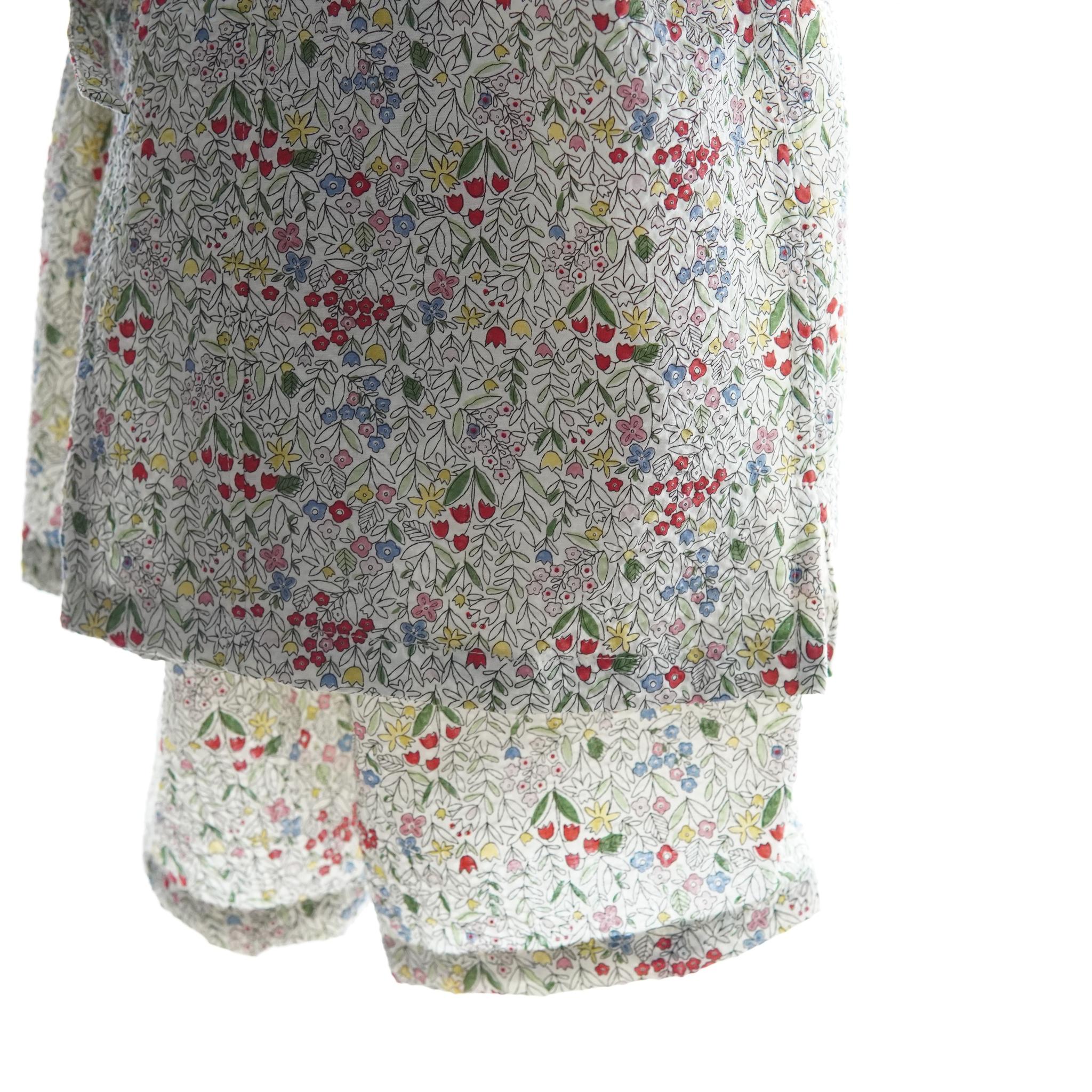 暑い夏でもさらりと気持ちいいリップル素材のこだわりベビー甚平〇小花・シロ | 7枚目