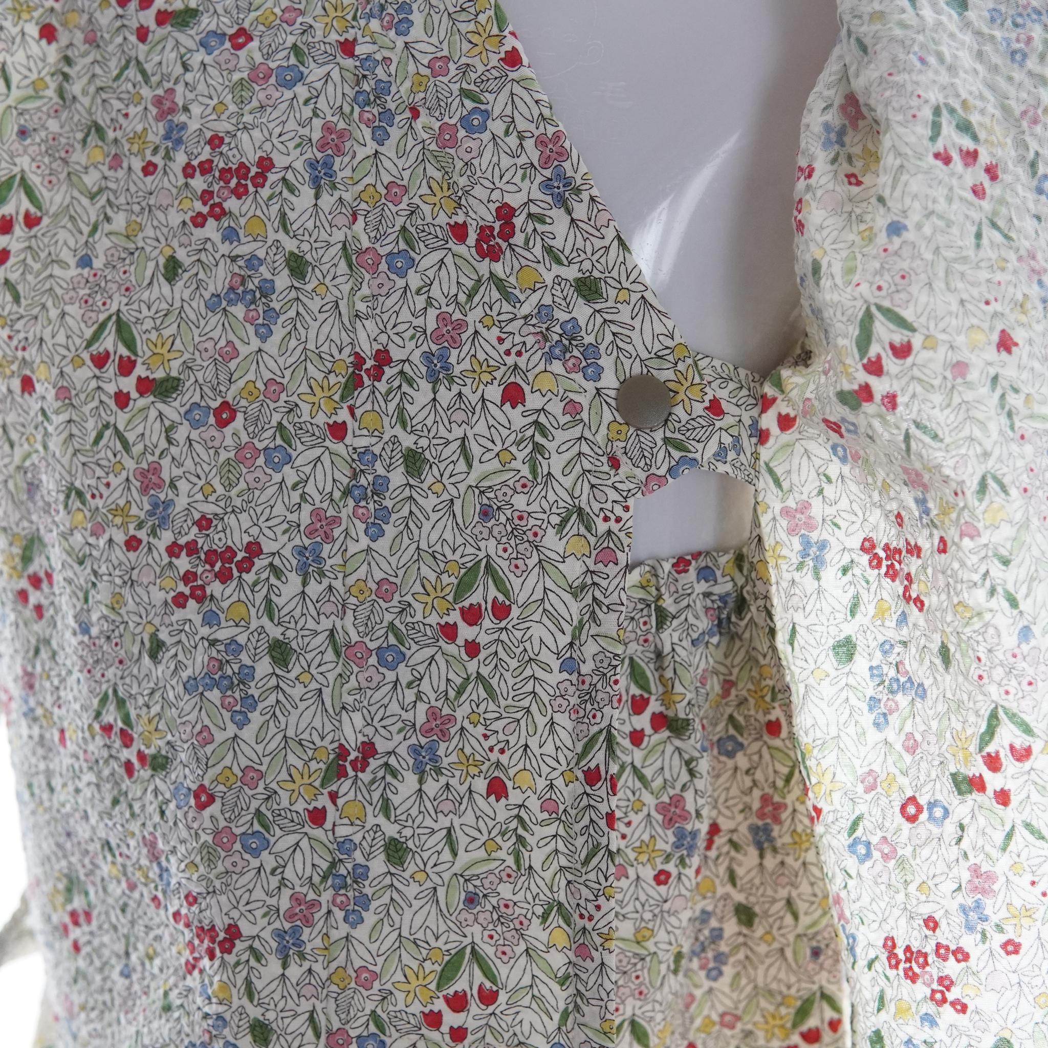 暑い夏でもさらりと気持ちいいリップル素材のこだわりベビー甚平〇小花・シロ | 8枚目