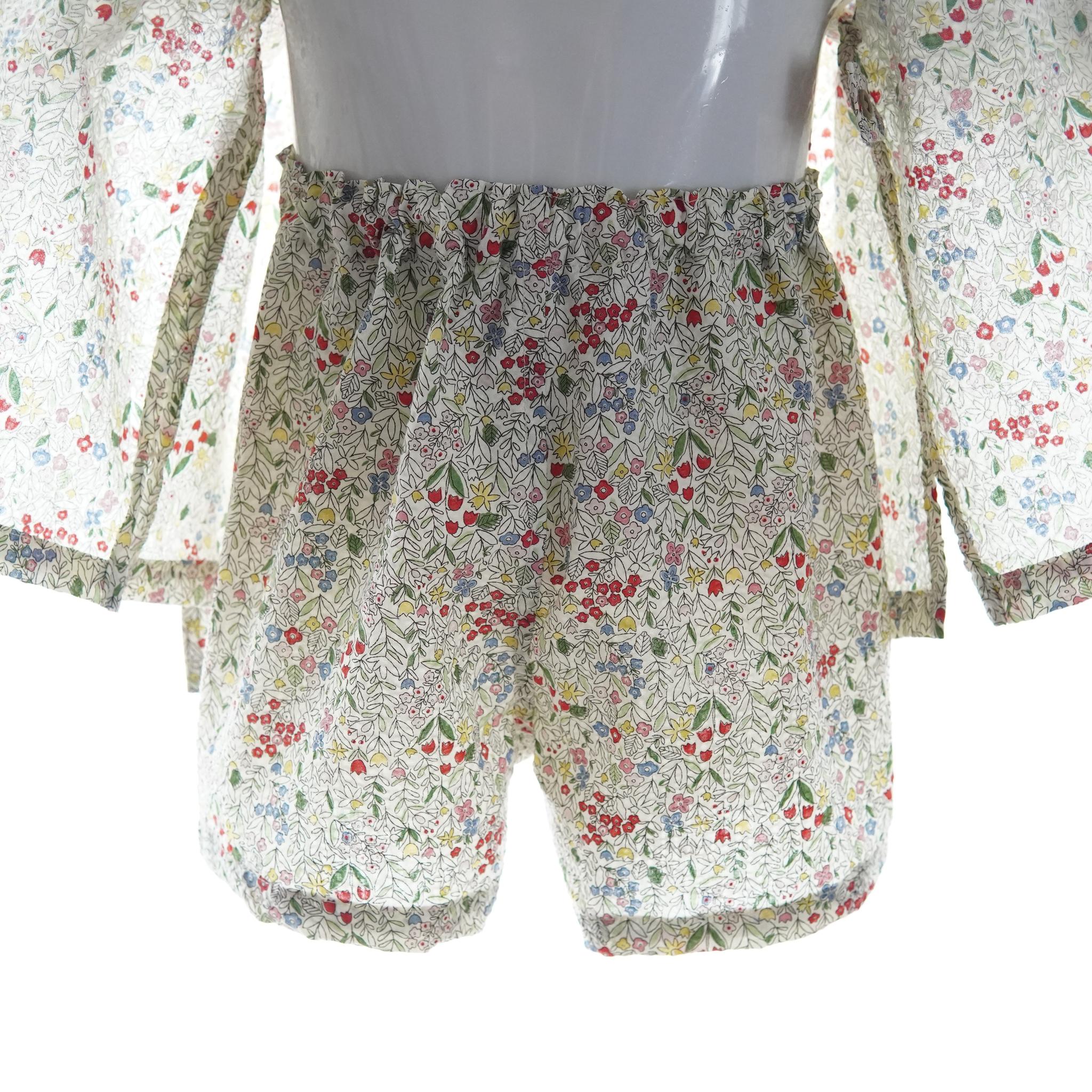 暑い夏でもさらりと気持ちいいリップル素材のこだわりベビー甚平〇小花・シロ | 9枚目