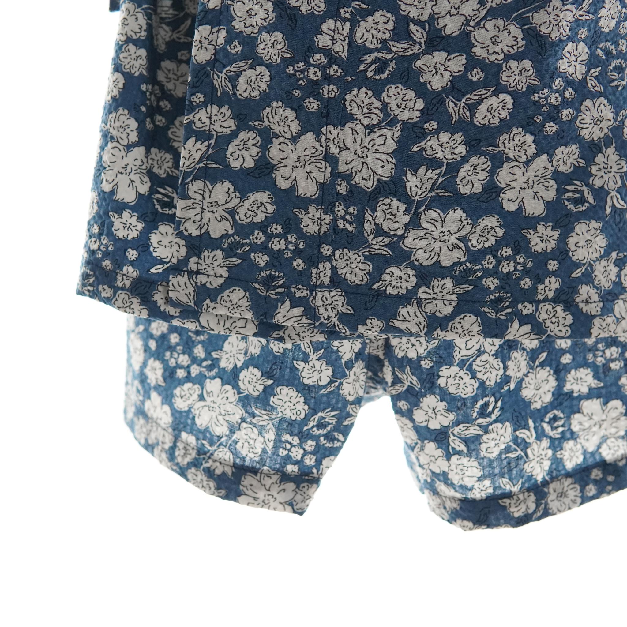 暑い夏でもさらりと気持ちいいリップル素材のこだわりベビー甚平〇花・ネイビー | 5枚目