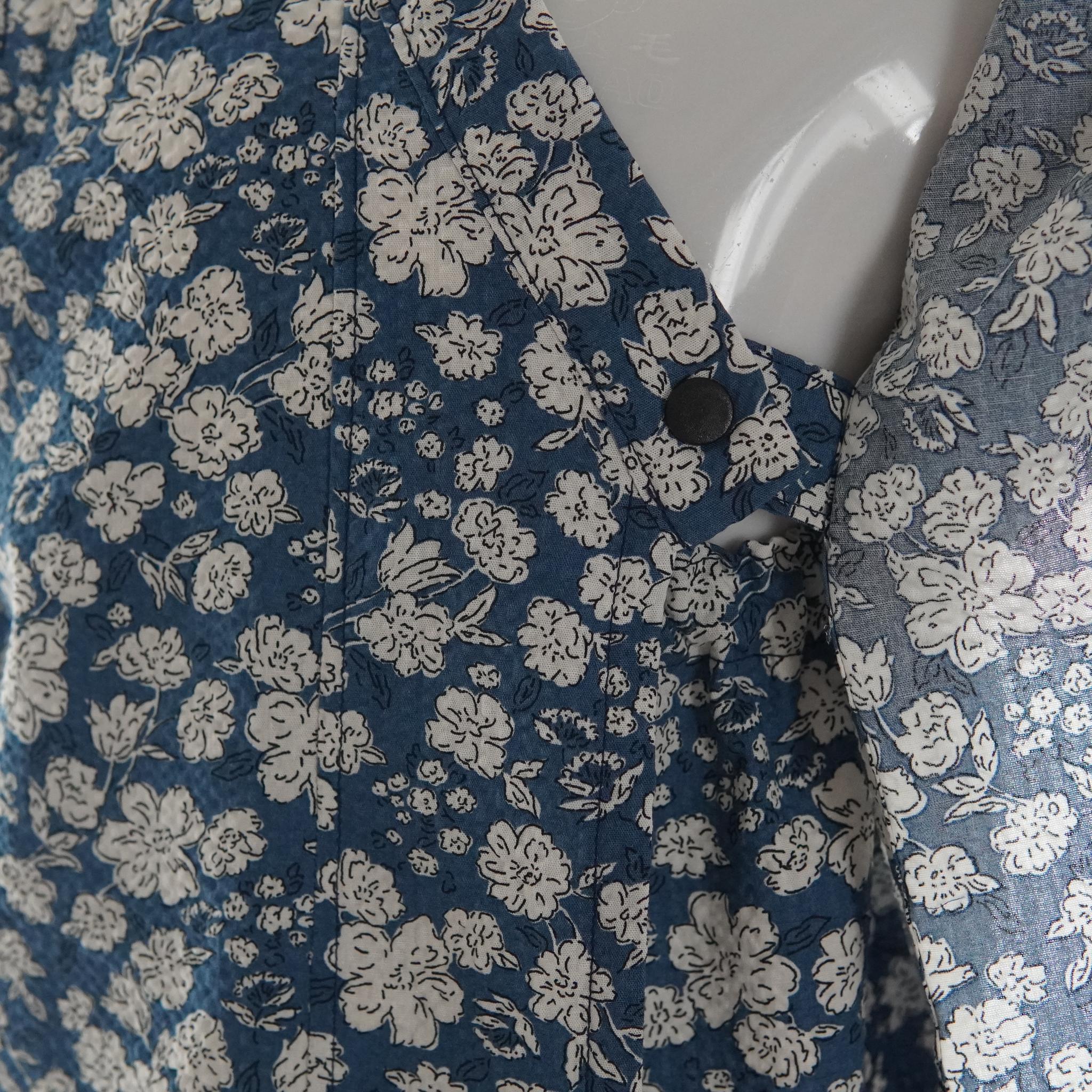 暑い夏でもさらりと気持ちいいリップル素材のこだわりベビー甚平〇花・ネイビー | 7枚目