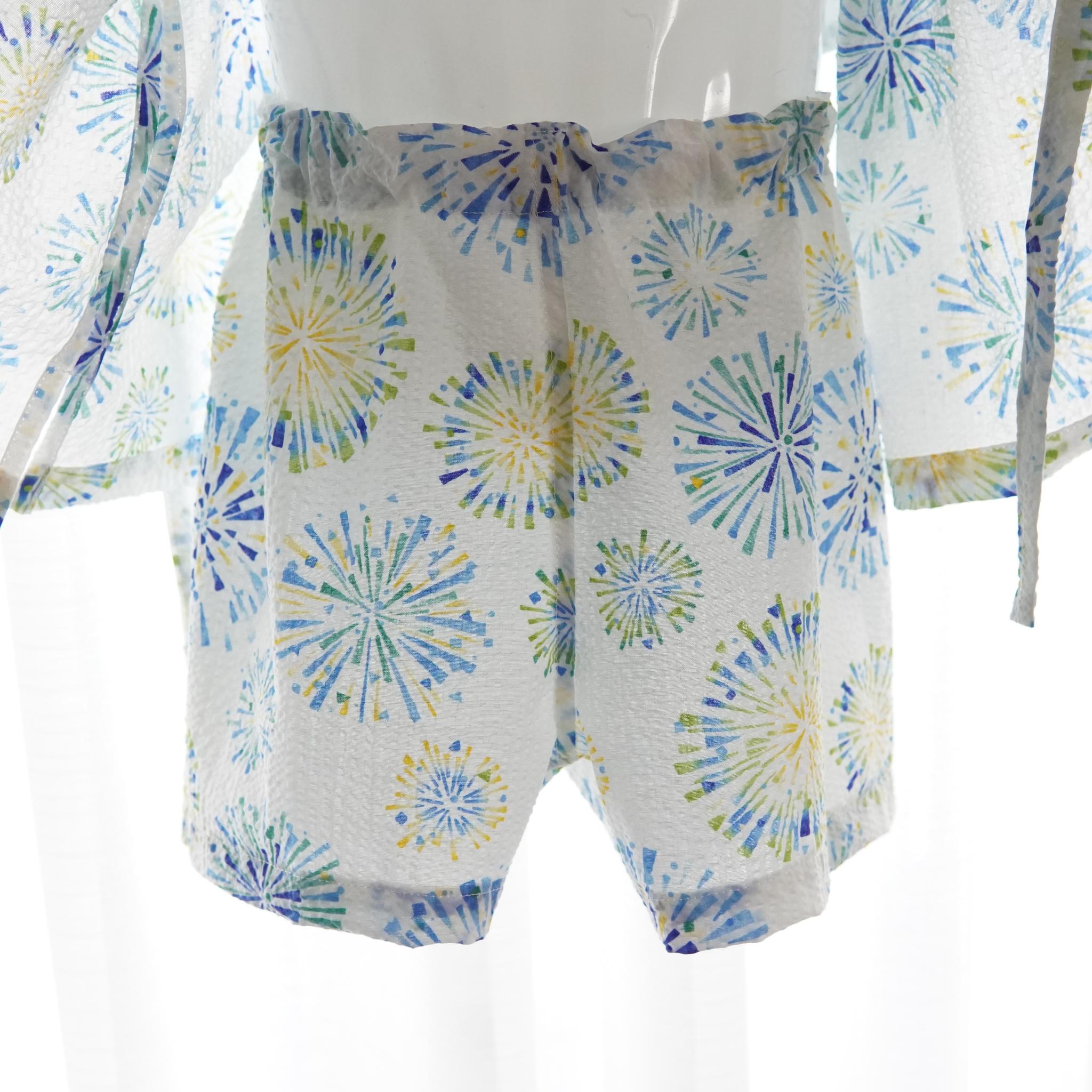 暑い夏でもさらりと気持ちいいリップル素材のこだわりベビー甚平〇花火2シロ | 7枚目