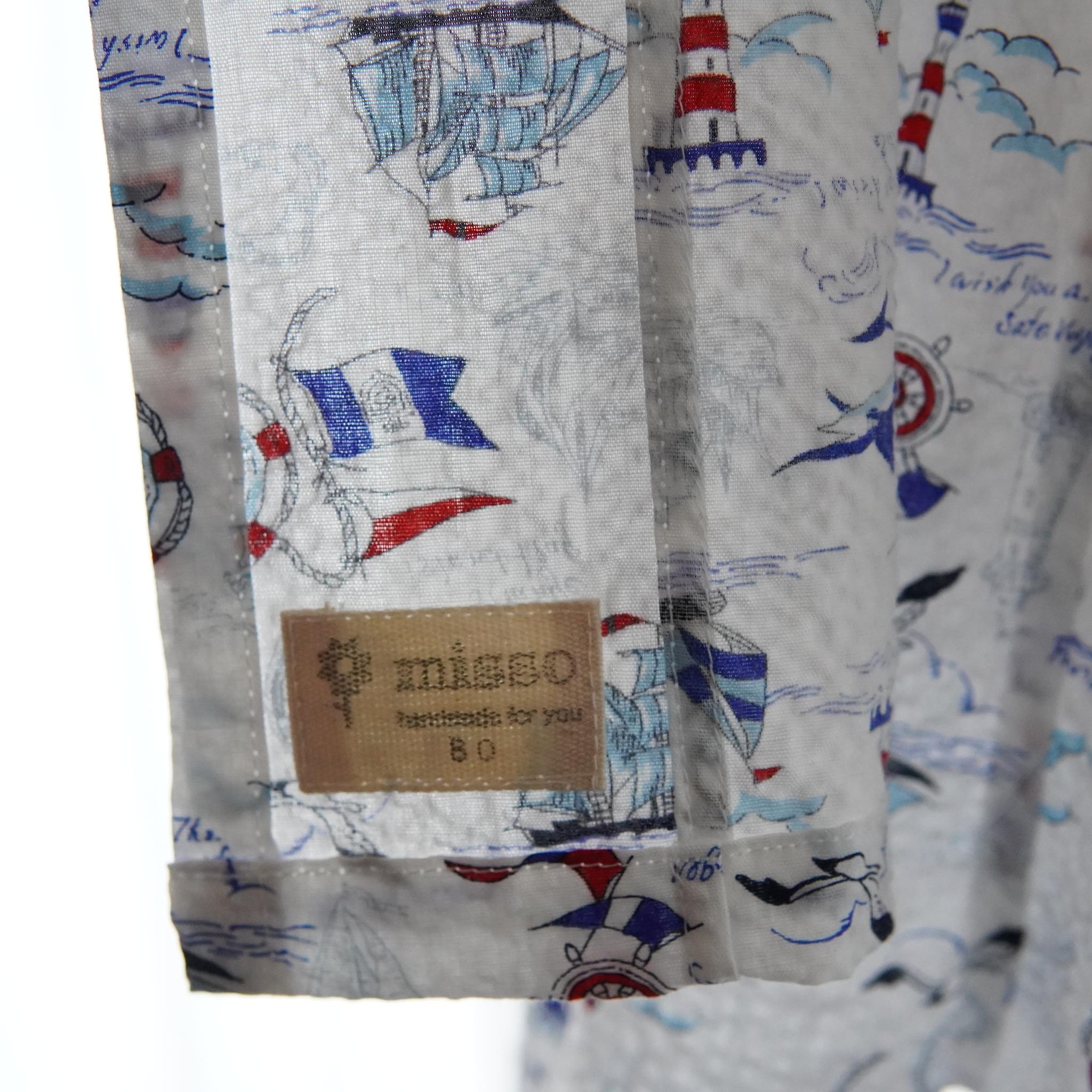 暑い夏でもさらりと気持ちいいリップル素材のこだわりベビー甚平〇マリンシロ | 10枚目