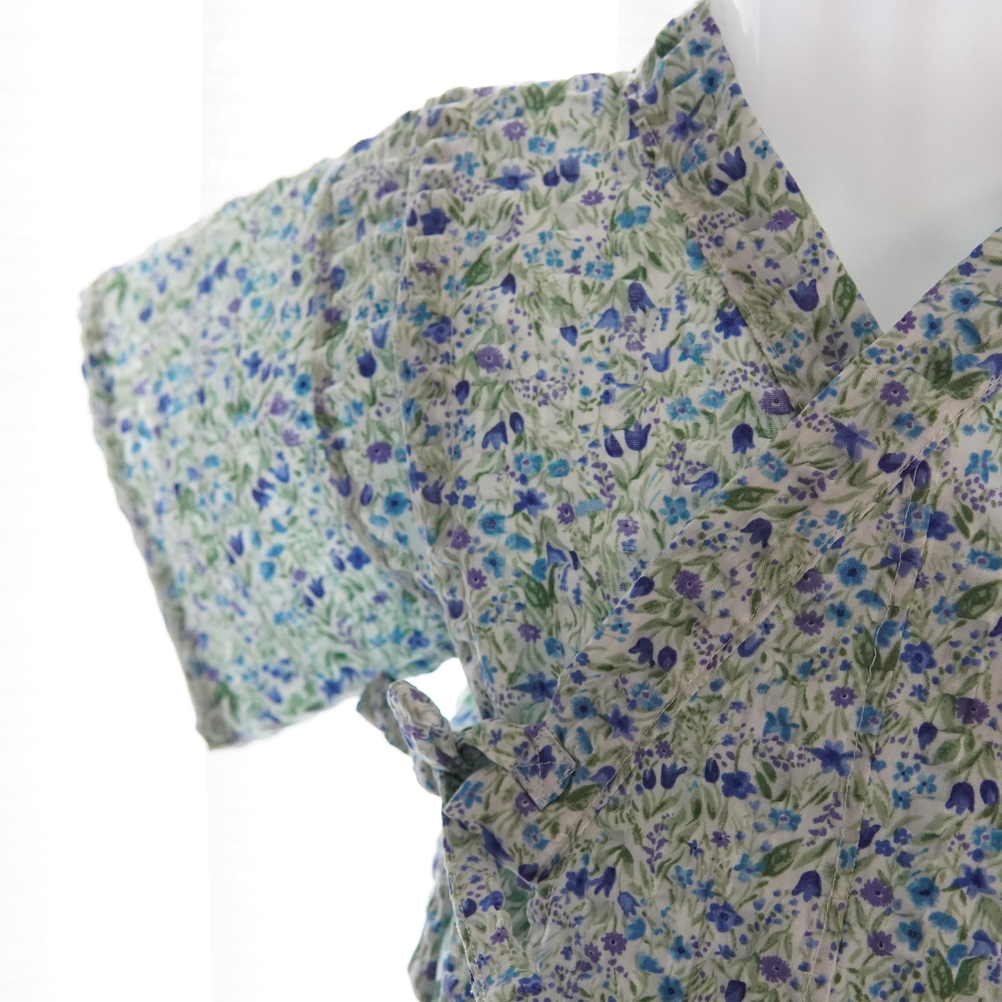 暑い夏でもさらりと気持ちいいリップル素材のこだわりベビー甚平〇チューリップ・ブルー | 4枚目