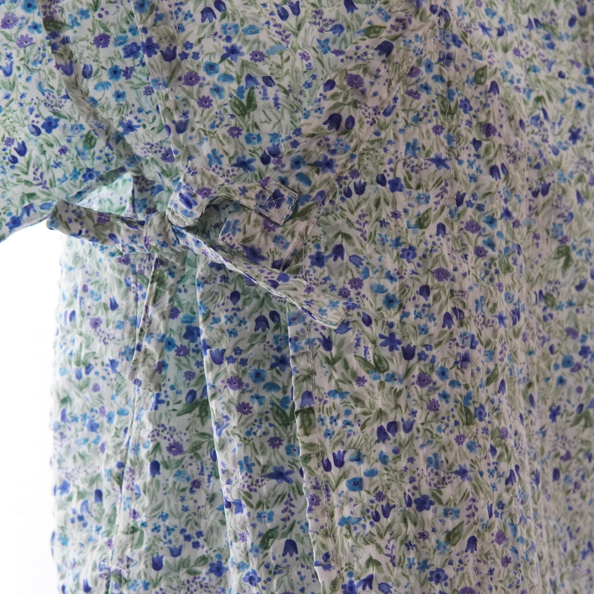 暑い夏でもさらりと気持ちいいリップル素材のこだわりベビー甚平〇チューリップ・ブルー | 6枚目