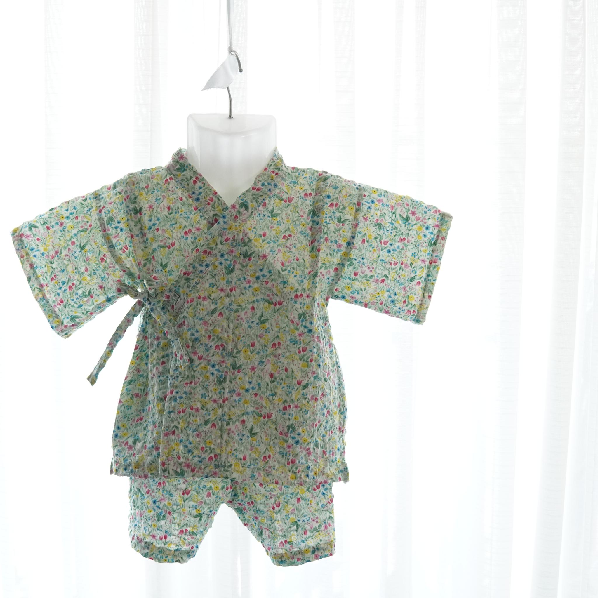 暑い夏でもさらりと気持ちいいリップル素材のこだわりベビー甚平〇チューリップ・ピンク | 3枚目