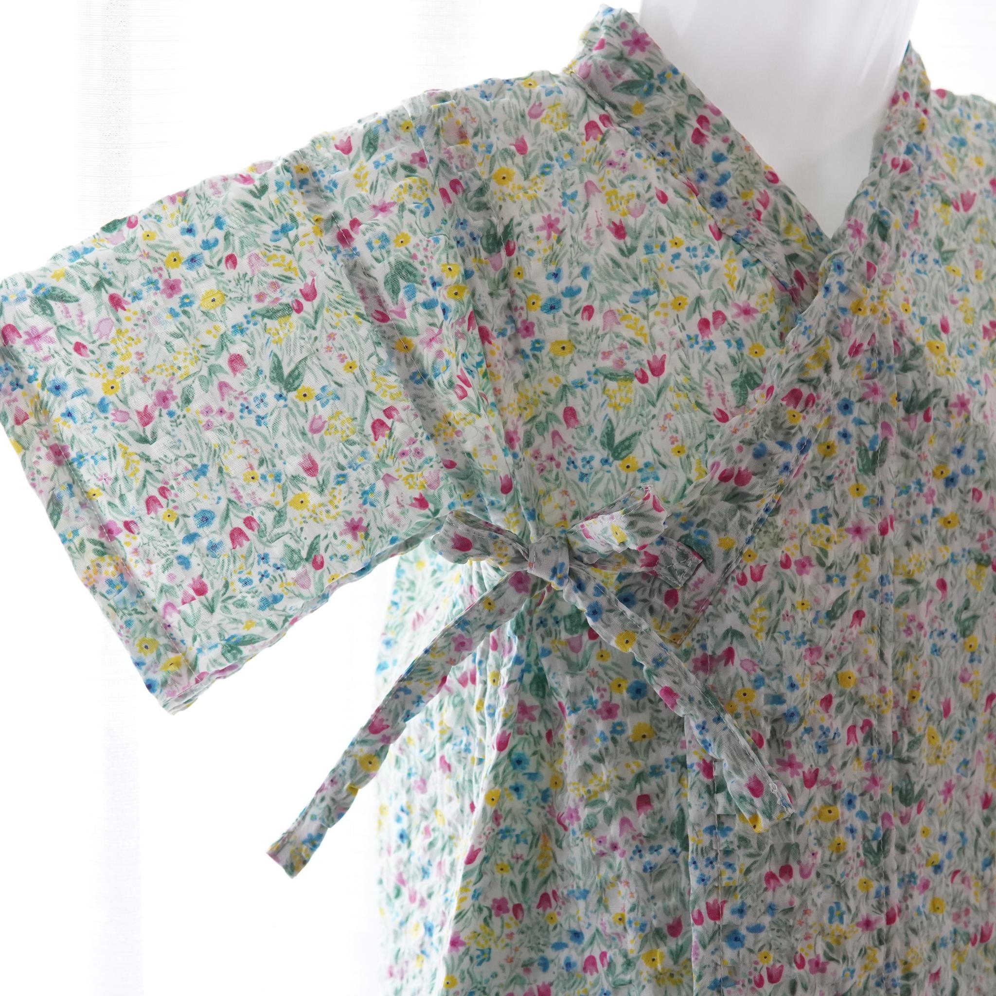 暑い夏でもさらりと気持ちいいリップル素材のこだわりベビー甚平〇チューリップ・ピンク | 4枚目