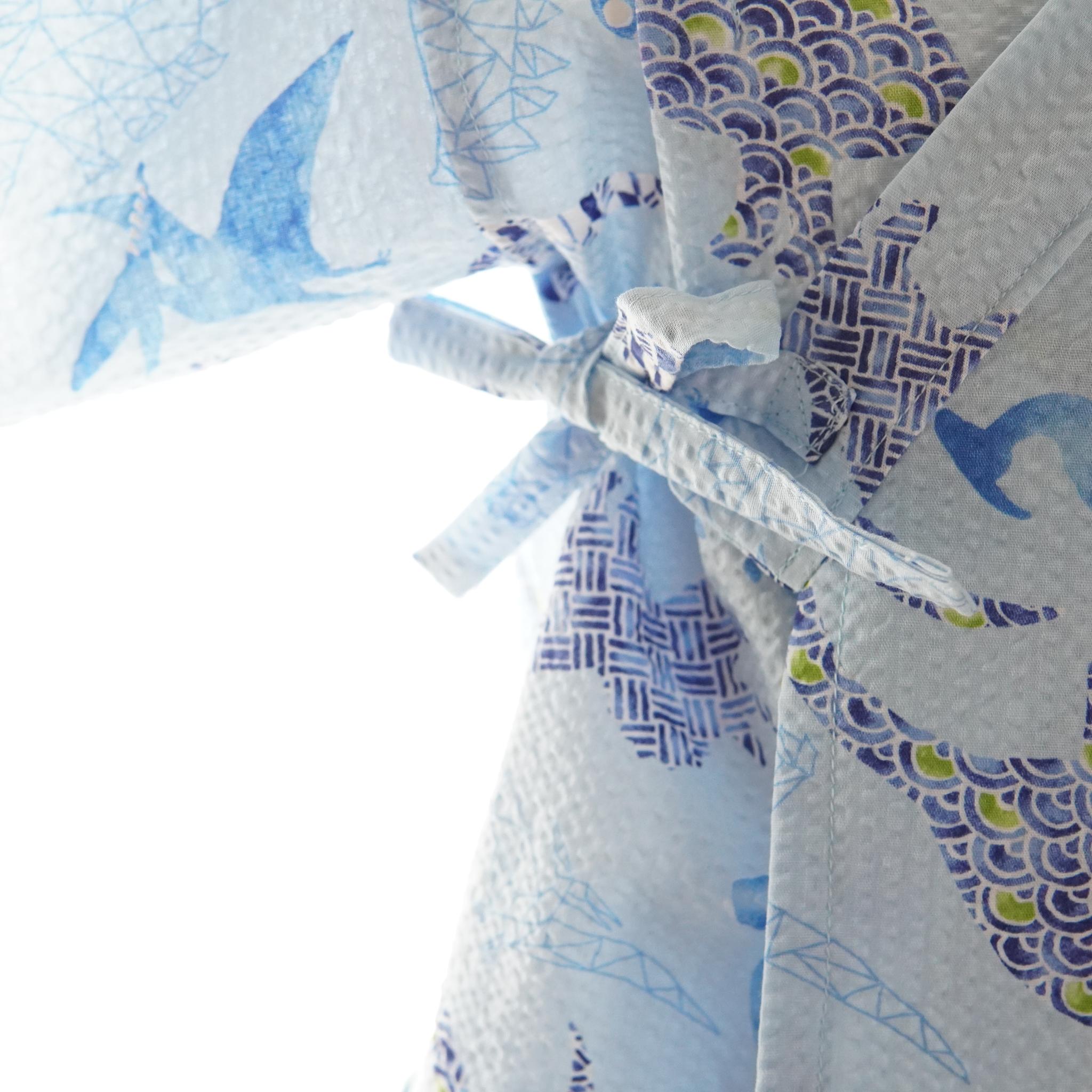 暑い夏でもさらりと気持ちいいリップル素材のこだわりベビー甚平〇恐竜ミズイロ | 6枚目