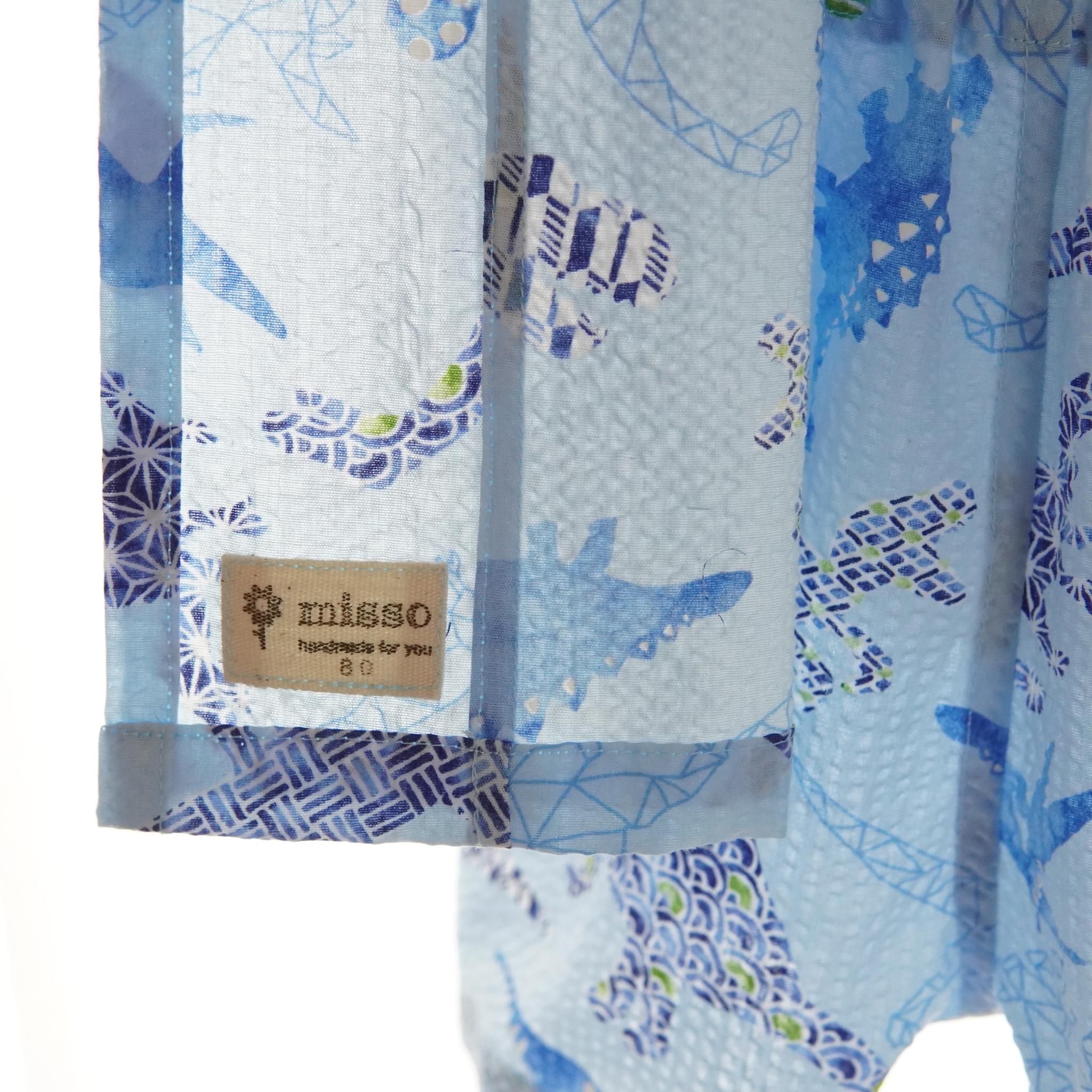 暑い夏でもさらりと気持ちいいリップル素材のこだわりベビー甚平〇恐竜ミズイロ | 8枚目