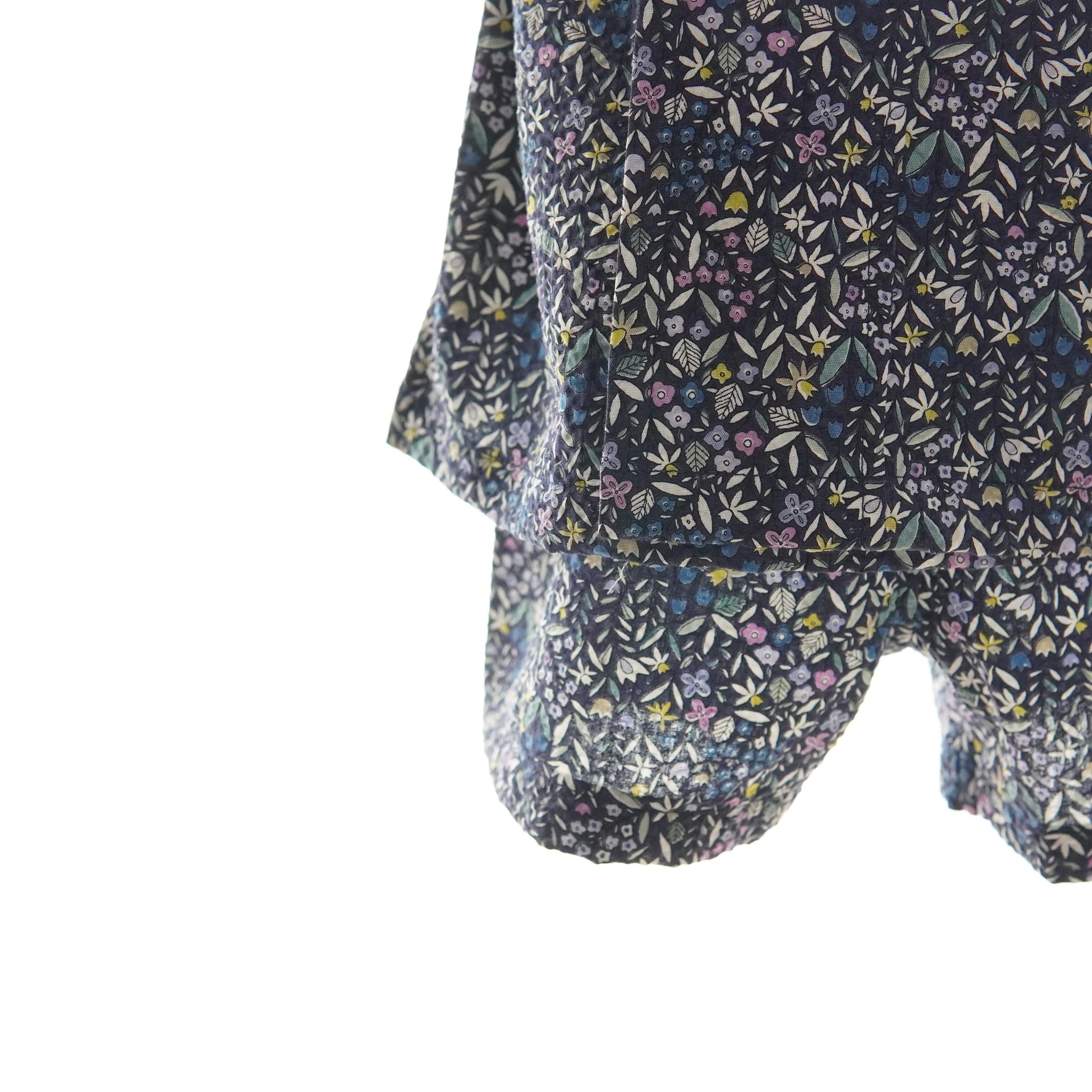 暑い夏でもさらりと気持ちいいリップル素材のこだわりベビー甚平〇小花・ネイビー | 5枚目