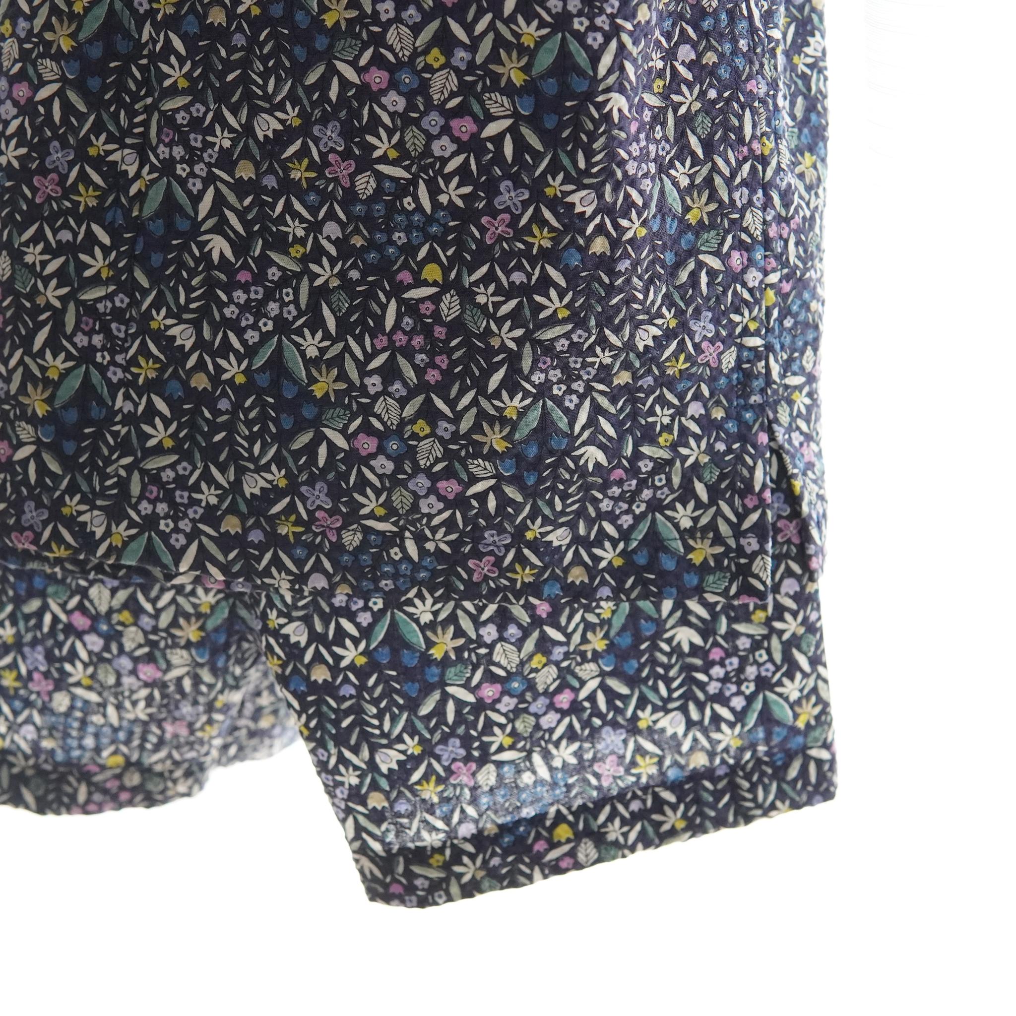 暑い夏でもさらりと気持ちいいリップル素材のこだわりベビー甚平〇小花・ネイビー | 6枚目